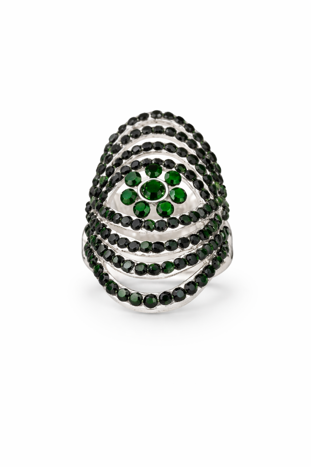 Elegant Green Crystal Statement Ring