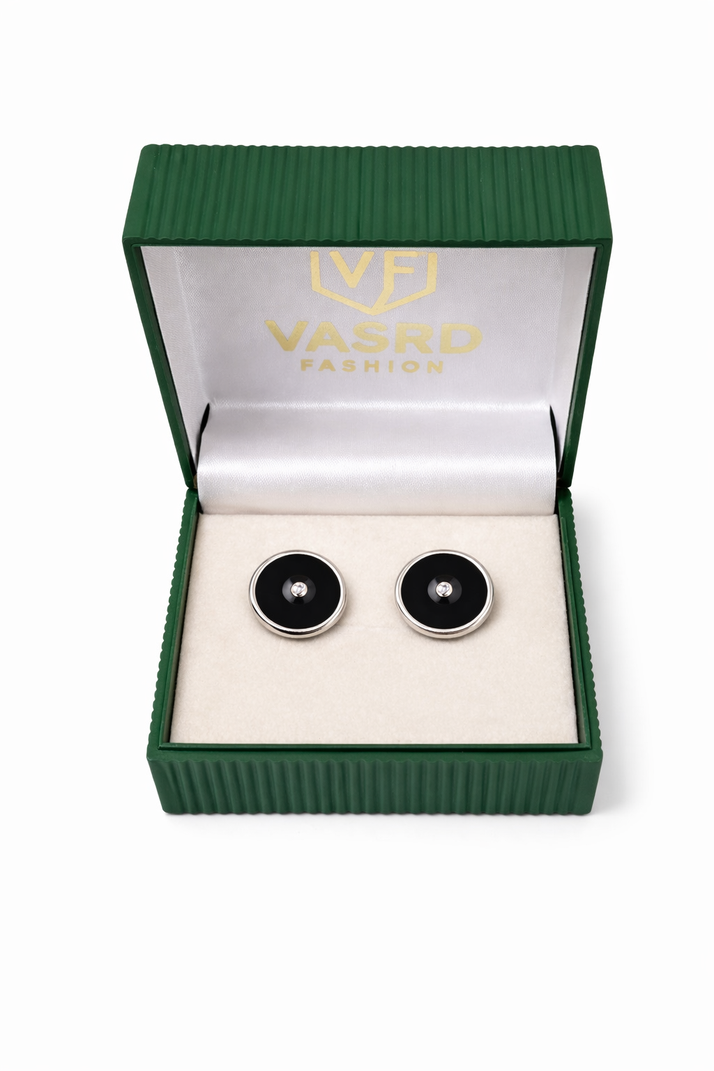 Minimalist Black Round Stud Earrings with Center Stone