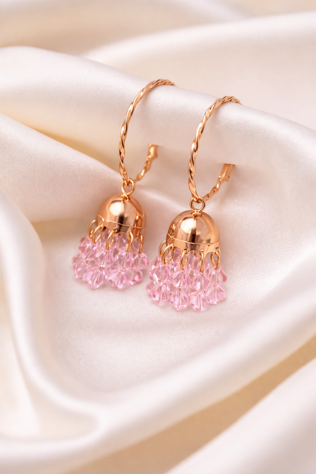 Blush Crystal Rose Gold Drop Earrings