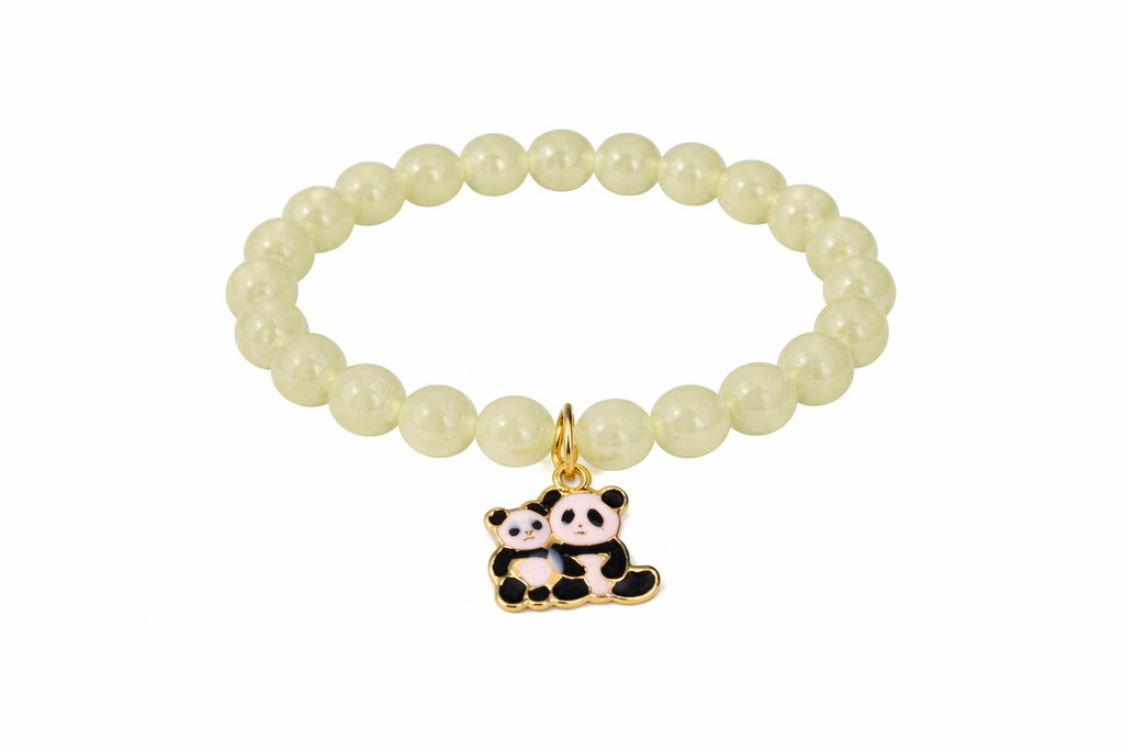 Light Green Beaded Bracelet with Panda Charm