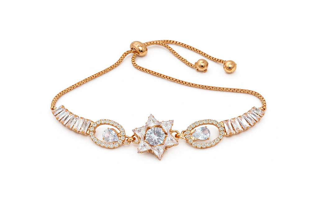 Royal Star CZ Rose Gold Adjustable Bracelet