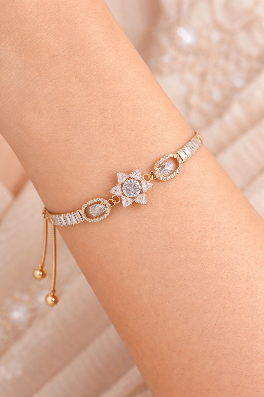 Royal Star CZ Rose Gold Adjustable Bracelet