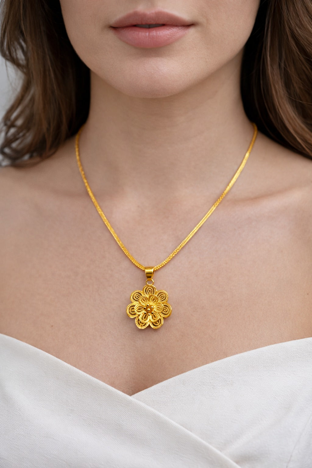 Elegant Floral Gold-Finish Pendant Necklace | Traditional Designer Jewellery