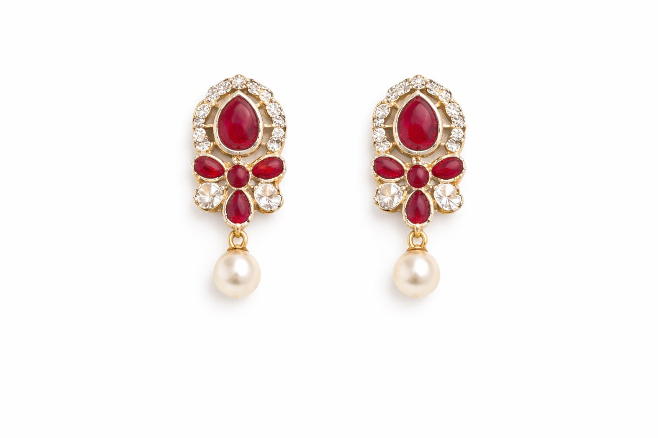 Royal Ruby & Kundan Bridal Necklace Set with Earrings and Maang Tikka