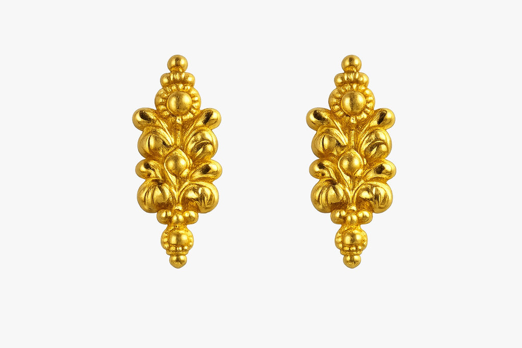 Classic Leaf Motif Gold Necklace & Earrings Set