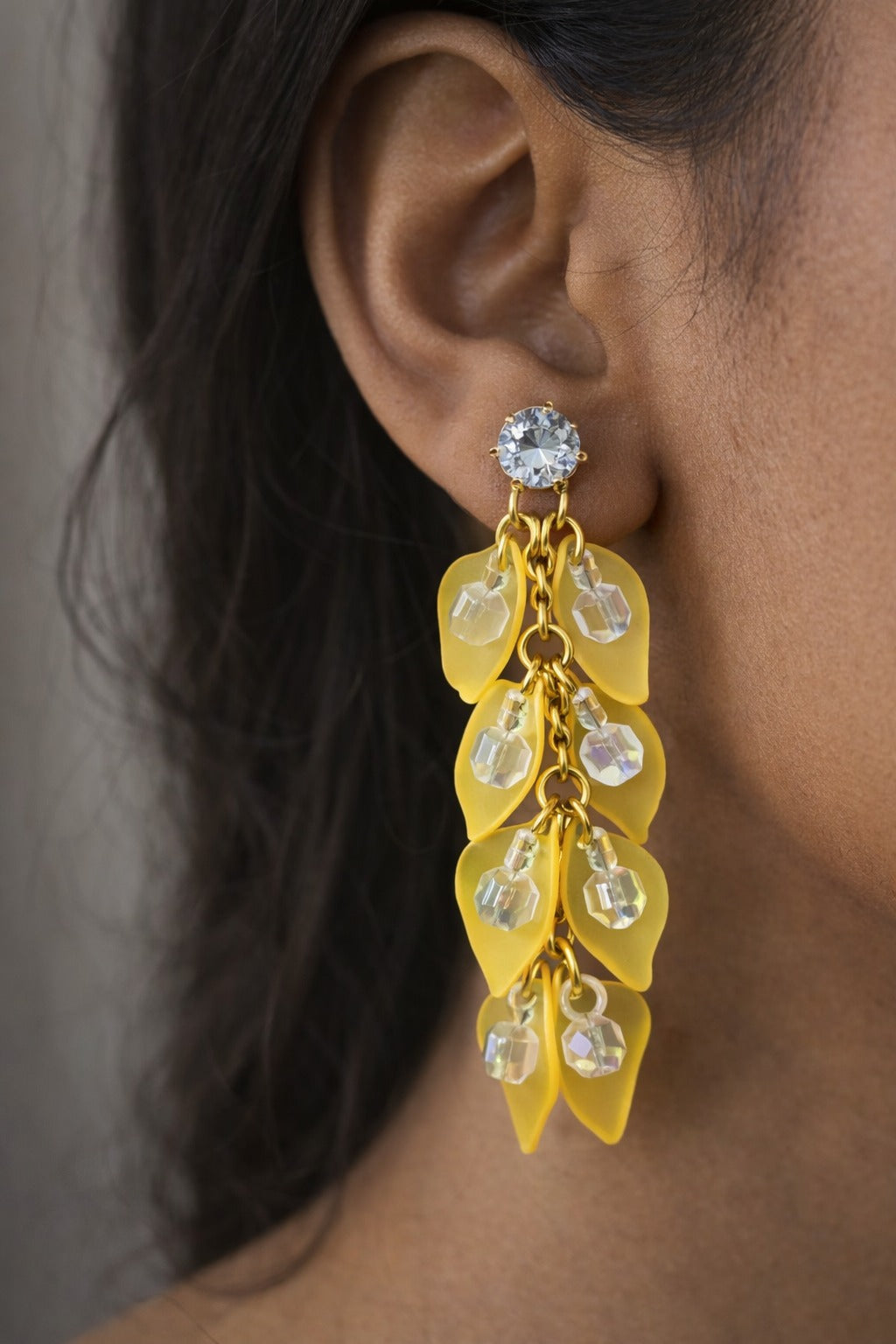 Golden Sunshine Leaf Drop Earrings