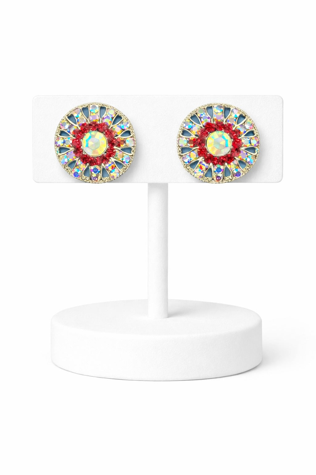Celestial Prism Mandala Crystal Stud Earrings