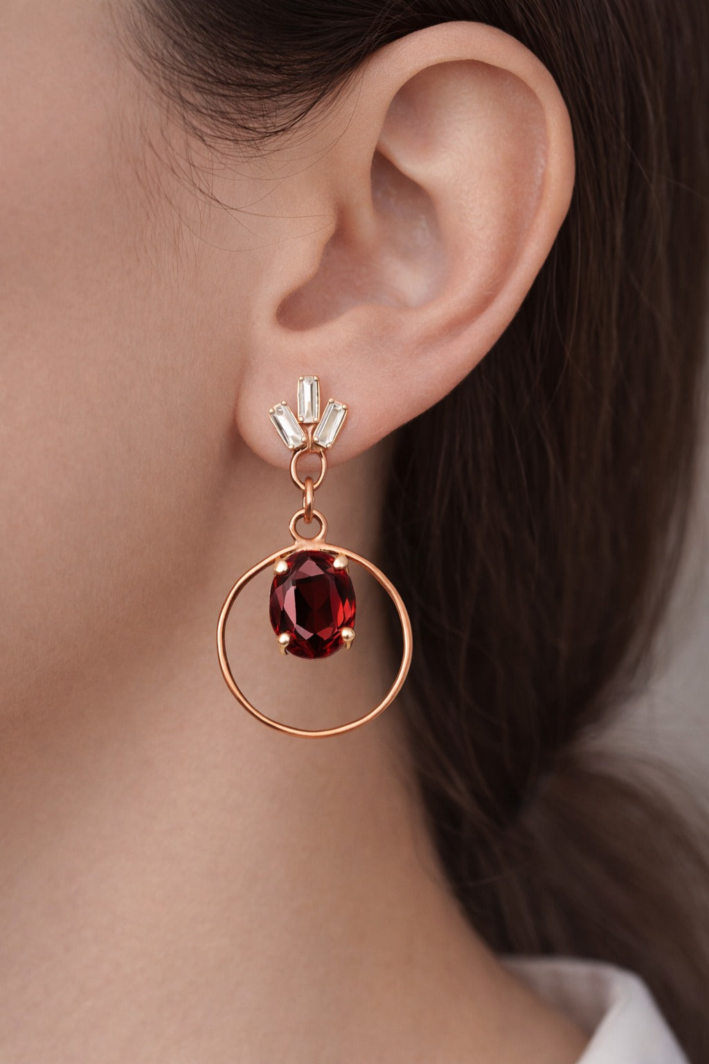 Royal Crimson Halo Drop Earrings