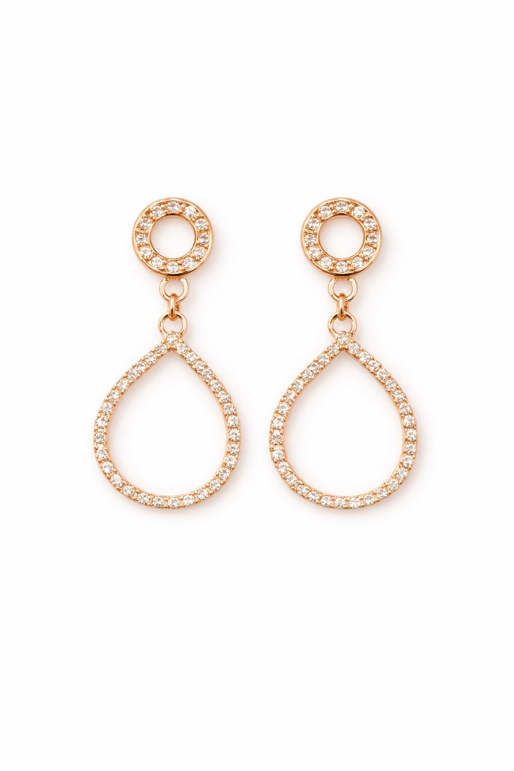 Radiant Rose Gold Halo Teardrop Earrings