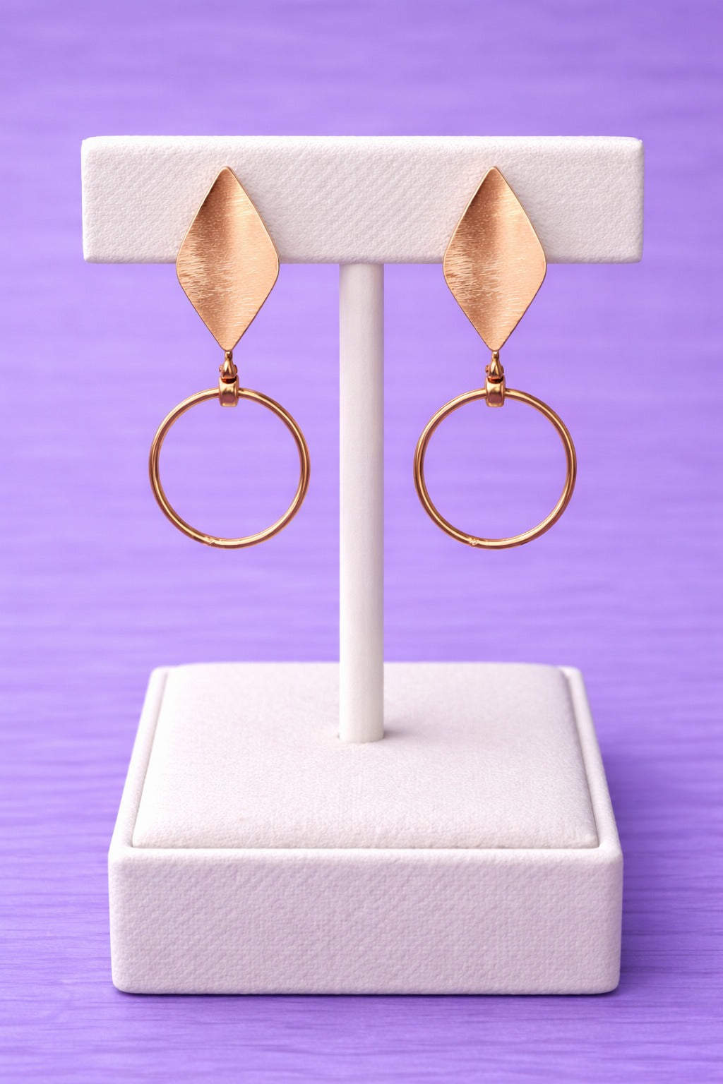 Rose Gold Leaf Shape Hoop Drop Earrings