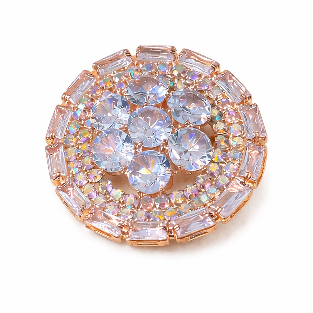 Rose Gold Multistone Crystal Halo Statement Ring