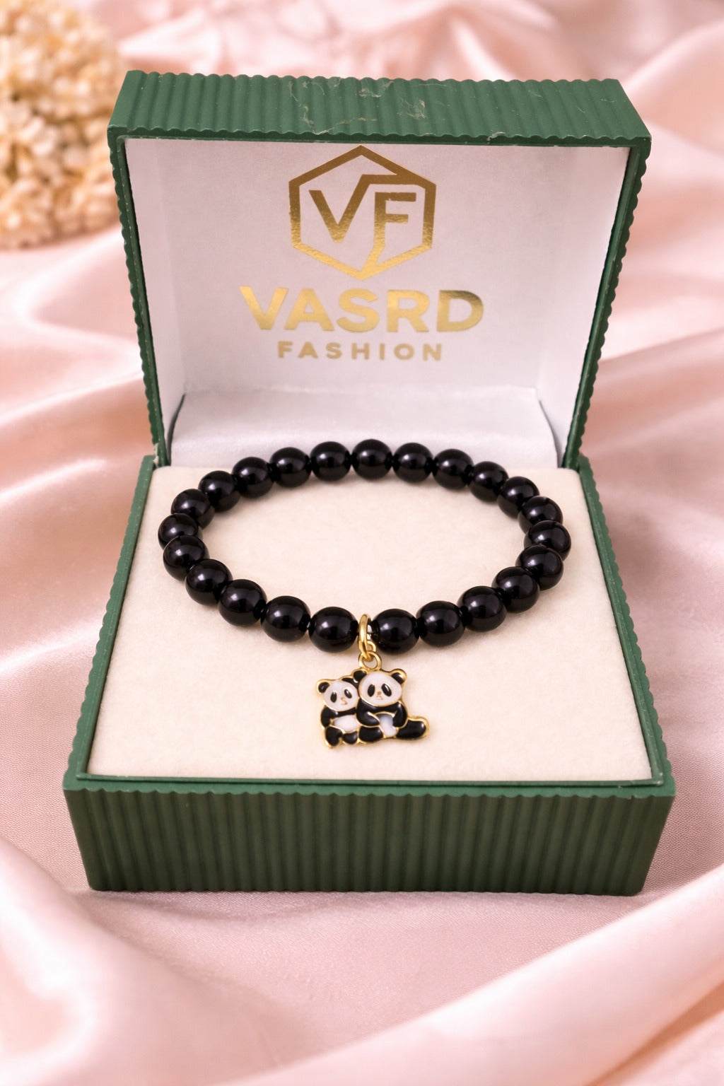 Elegant Black Beaded Panda Charm Bracelet for Women & Girls