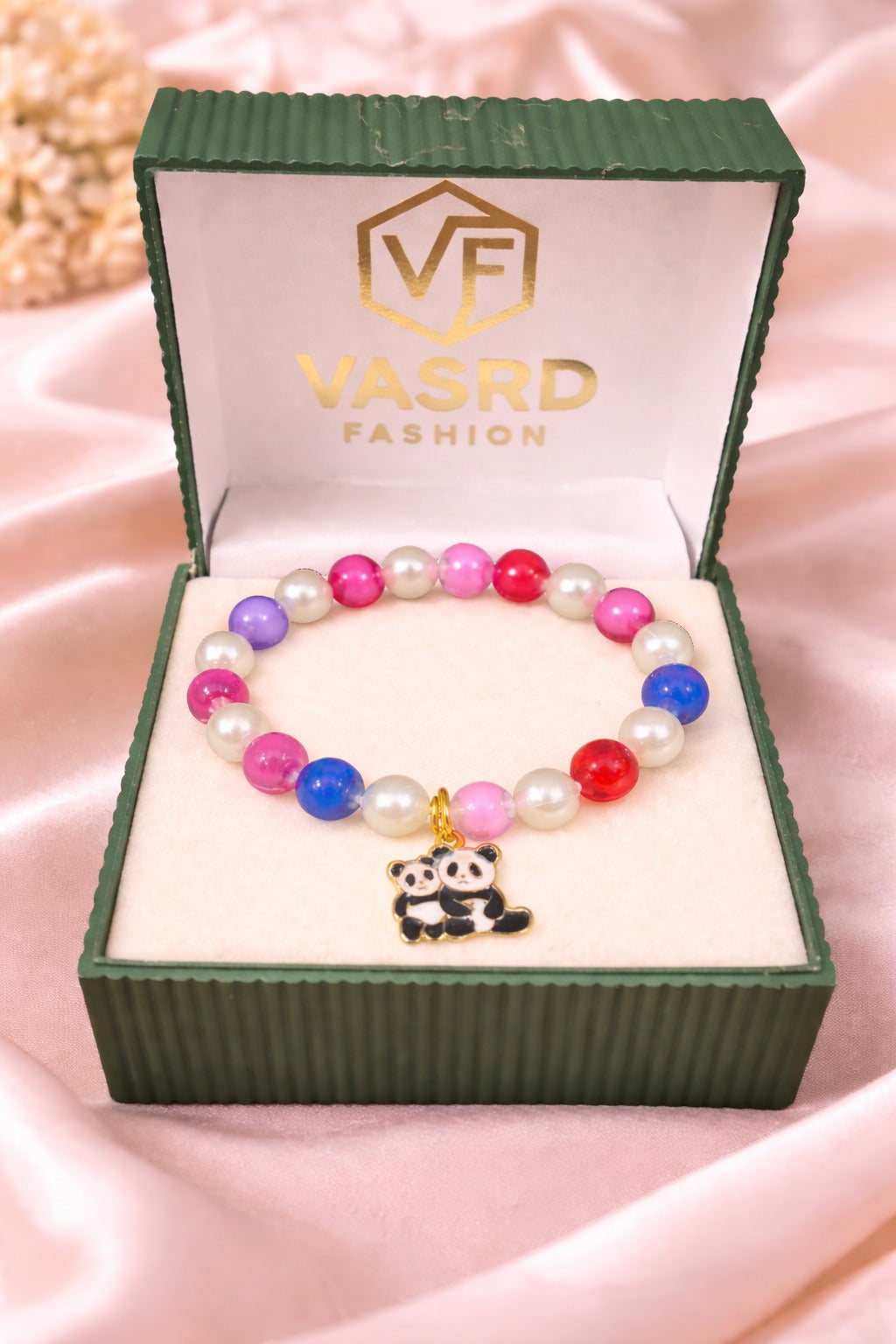 Cute Panda Charm Multicolor Beaded Bracelet