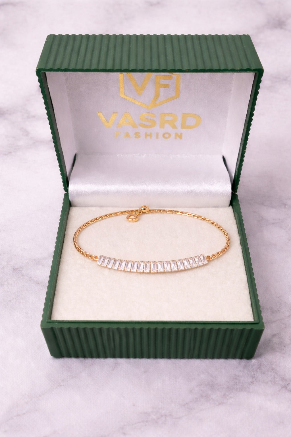 Elegant Rose Gold Baguette Crystal Chain Bracelet for Women