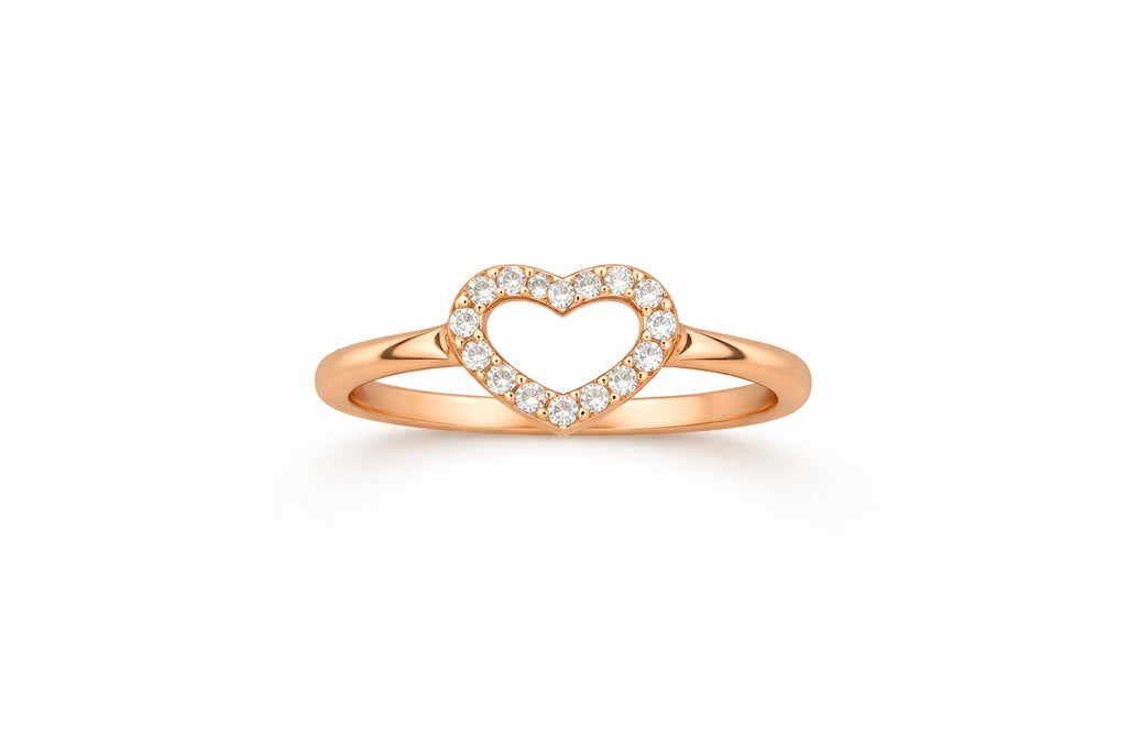 VASRD Elegant Open Heart Crystal Ring for Women
