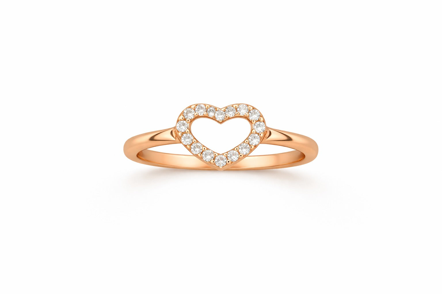 VASRD Elegant Open Heart Crystal Ring for Women