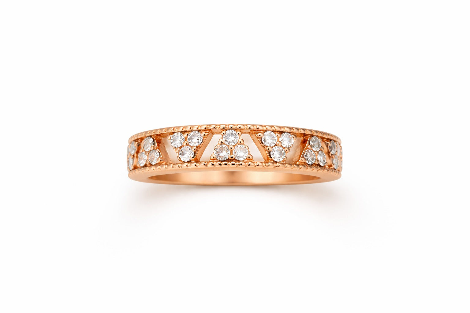 VASRD Stylish Heart Motif Crystal Band Ring