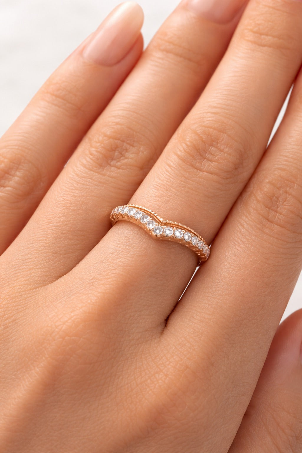 Rose Gold Spark Curve Ring