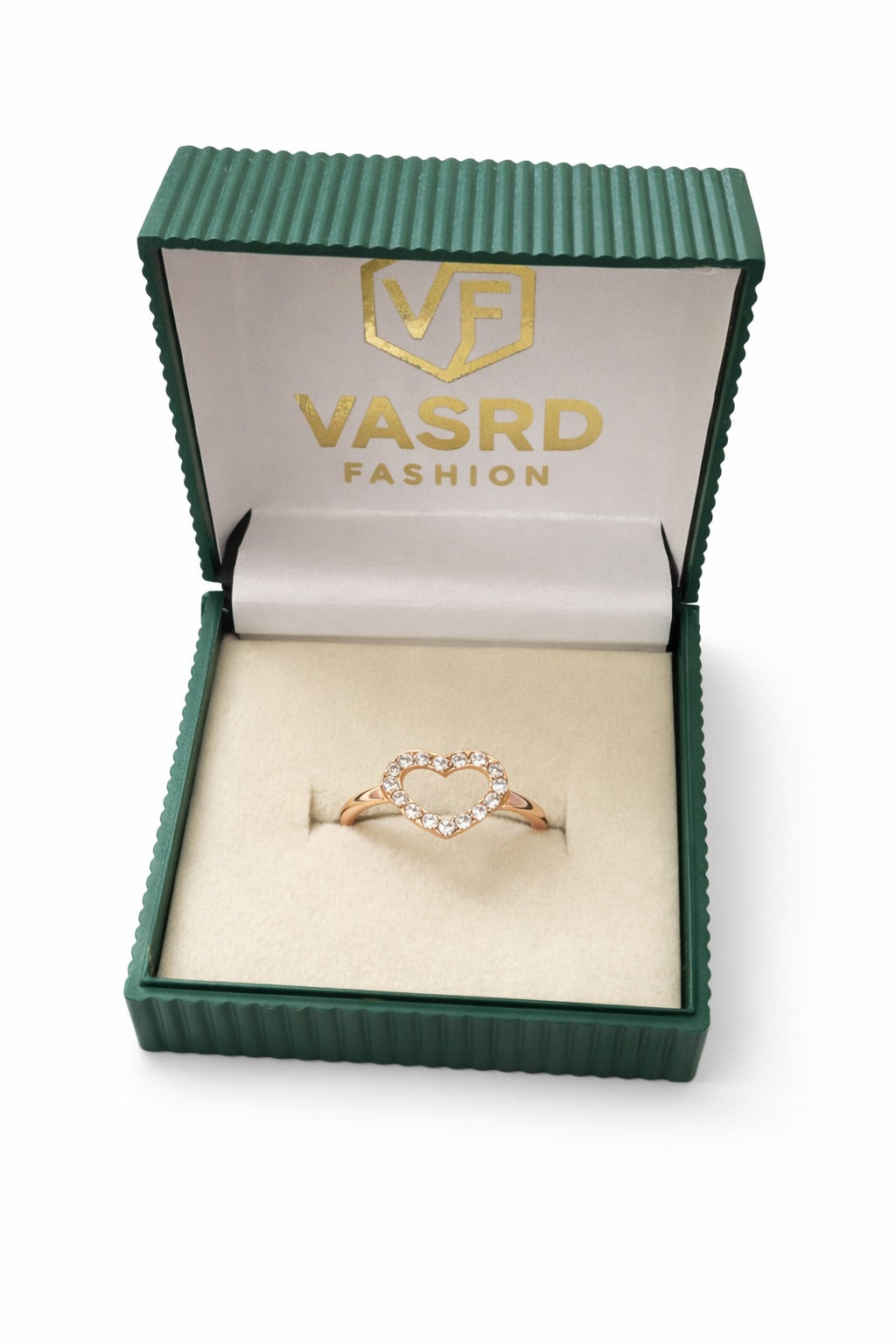 VASRD Elegant Open Heart Crystal Ring for Women