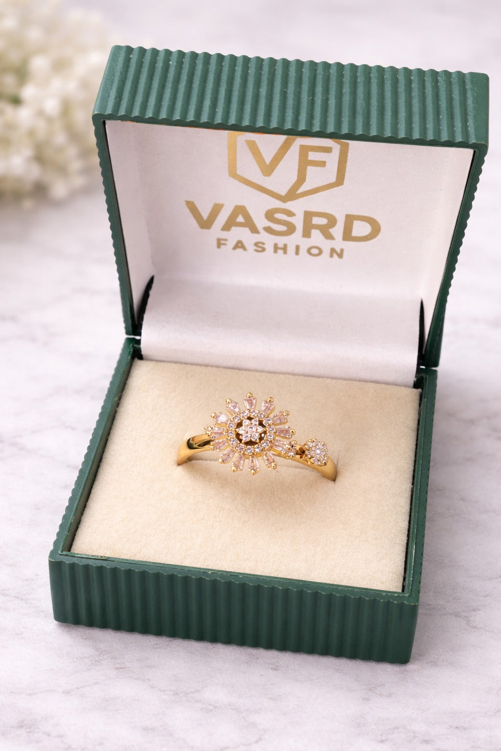 VASRD Stylish Flower Shape Crystal Ring